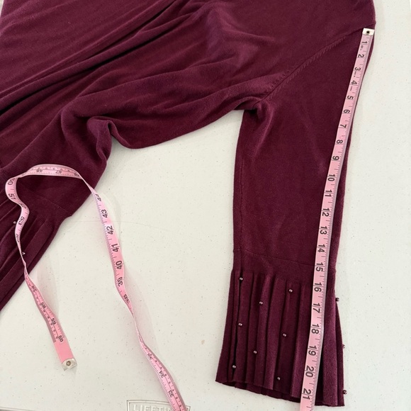 Chico's Beaded Cardigan Burgundy Longline Pleated Women’s Size 12 (L) Chico’s 2 - Picture 7 of 12